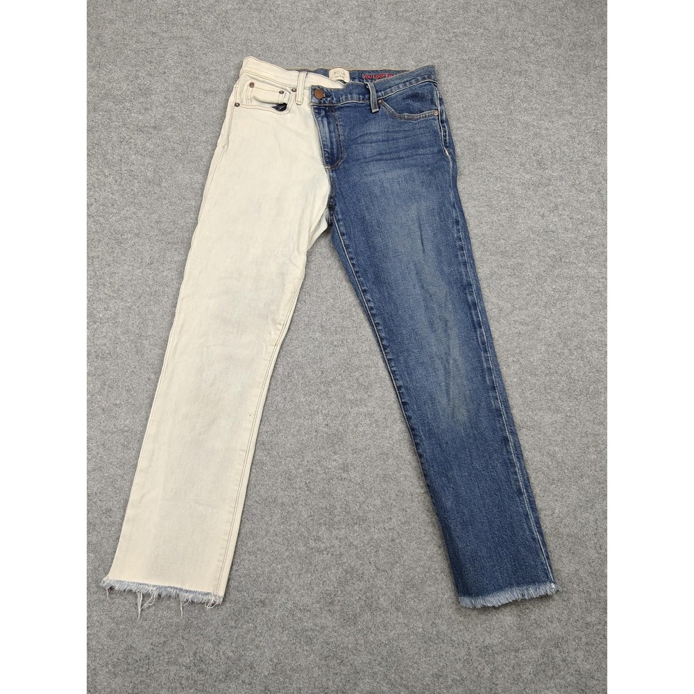 AO.LA By Alice +‎ Olivia Amazing HR Boyfriend Jeans Womens 29 2Tone Blue White